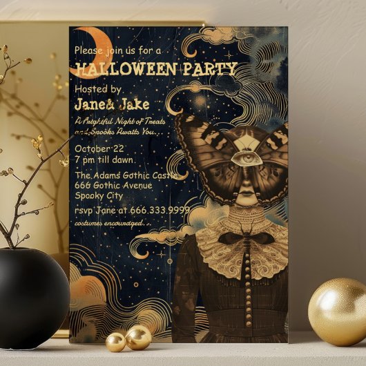 Celestial Witchy Collage Adult Halloween Party Kaart