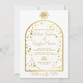 Celestial Witte en Gouden Sterren Maan & Zon Bruil Kaart