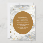 Celestial Witte en Gouden Sterren Maan & Zon Bruil Kaart (Voorkant)