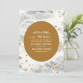 Celestial Witte en Gouden Sterren Maan & Zon Bruil Kaart (Staand voorkant)