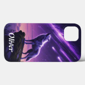 Celestial Wolf – Mystic Howl iPhone 13 Hoesje (Achterkant (horizontaal))