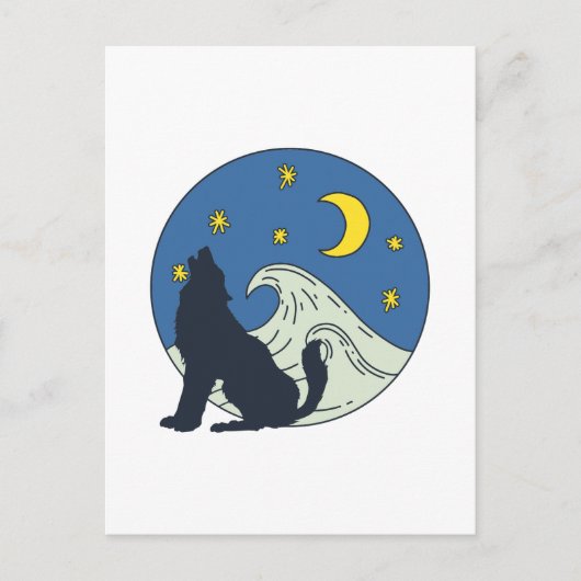 Celestial Wolf Mystical Art Briefkaart (Voorkant)