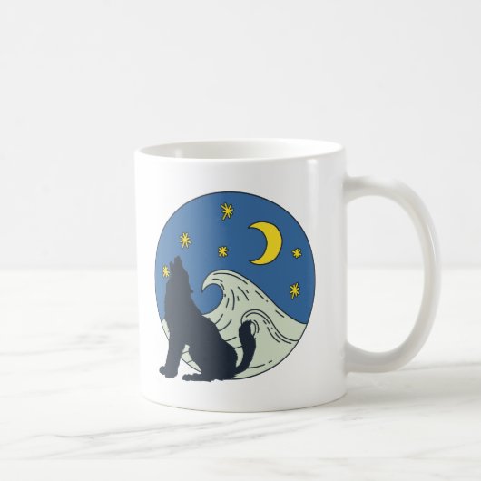 Celestial Wolf Mystical Art Invitation Koffiemok (Rechts)
