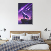 Celestial Wolf – Mystieke Huil Canvasprint Canvas Afdruk (Insitu (Slaapkamer))