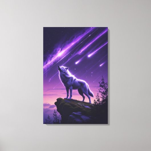 Celestial Wolf – Mystieke Huil Canvasprint Canvas Afdruk (Voorkant)