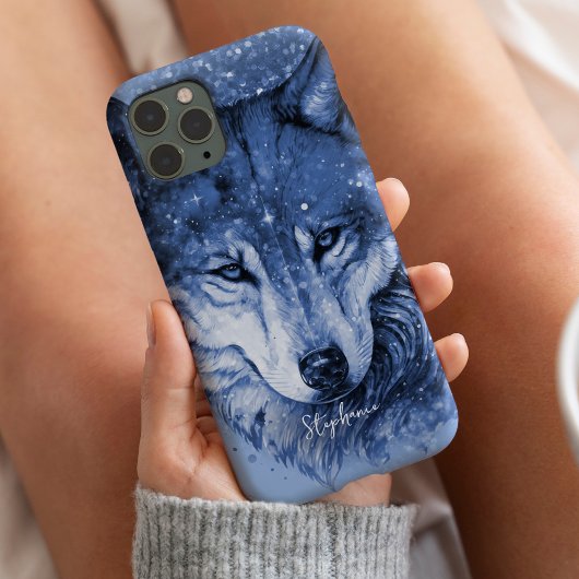 Celestial Wolf Schattige Blauw Meisje Gepersonalis Case-Mate iPhone Case