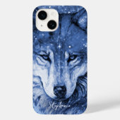Celestial Wolf Schattige Blauw Meisje Gepersonalis Case-Mate iPhone Case (Achterkant)
