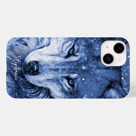 Celestial Wolf Schattige Blauw Meisje Gepersonalis Case-Mate iPhone Case (Achterkant (horizontaal))