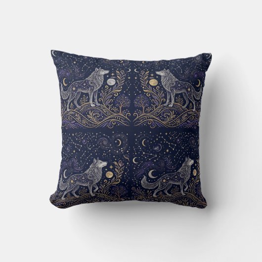 Celestial Wolf Stars Worpillow Kussen (Voorkant)