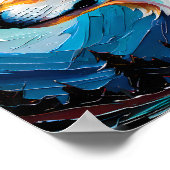 Celestial Wolf Under Painted Moon – Abstract  Poster (Hoek)