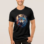 Celestial Wolf with Sacred Geometry Tri-Blend Shirt (Voorkant)