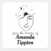 Celestial Woman Line Art Persoonlijke bibliotheek Vierkante Sticker (Voorkant)