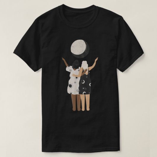 Celestial Women Friends With Moon, Stars And Sun E T-shirt (Design voorkant)