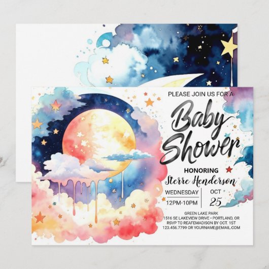 Celestial Wonder Baby shower Kaart (Voorkant / Achterkant)