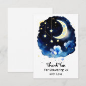 Celestial Wonders: Moon and Stars Boy Baby shower Bedankkaart (Voorkant / Achterkant)