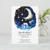 Celestial Wonders: Moon and Stars Boy Baby shower Kaart (Staand voorkant)