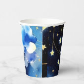 Celestial Wonders: Moon and Stars Boy Baby shower Papieren Bekers (Rechts)
