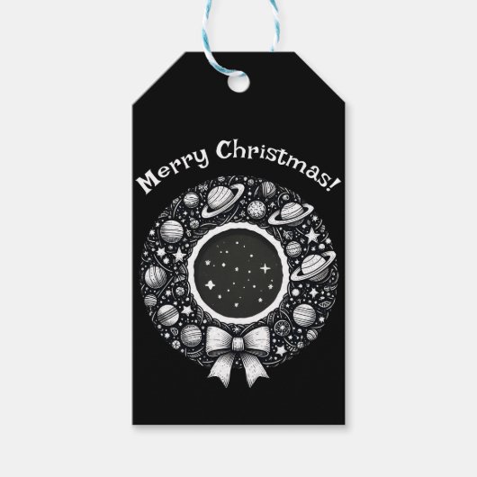 Celestial Wreath Gift Label | Starry Holiday Charm Cadeaulabel (Voorkant)