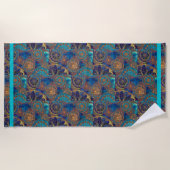 Celestial XTR Grote Badhanddoek Blauw Aqua Gold (Voorkant)