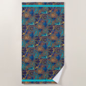 Celestial XTR Grote Badhanddoek Blauw Aqua Gold (Voorkant)