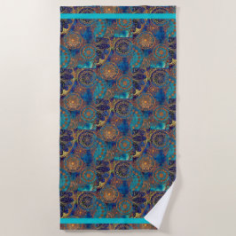 Celestial XTR Grote Badhanddoek Blauw Aqua Gold