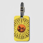  Celestial Yellow glimlachend Happy Hippie Sun Bagagelabel (Voorkant (verticaal))