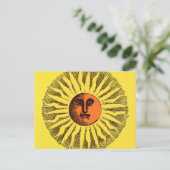  Celestial Yellow glimlachend Happy Hippie Sun Briefkaart (Staand voorkant)
