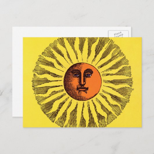  Celestial Yellow glimlachend Happy Hippie Sun Briefkaart (Voorkant / Achterkant)
