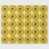  Celestial Yellow glimlachend Happy Hippie Sun Cadeaupapier (Vlak)