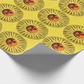  Celestial Yellow glimlachend Happy Hippie Sun Cadeaupapier (Hoek)
