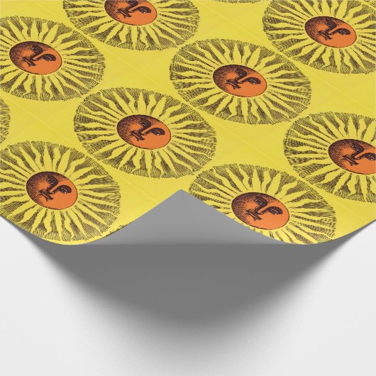 Celestial Yellow glimlachend Happy Hippie Sun Cadeaupapier (Hoek)