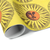  Celestial Yellow glimlachend Happy Hippie Sun Cadeaupapier (Rol Hoek)