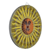 Celestial Yellow glimlachend Happy Hippie Sun Dartbord (Voorkant Links)