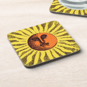  Celestial Yellow glimlachend Happy Hippie Sun Drankjes Onderzetter (Linkerzijde)