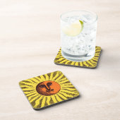  Celestial Yellow glimlachend Happy Hippie Sun Drankjes Onderzetter (Rechterzijde)