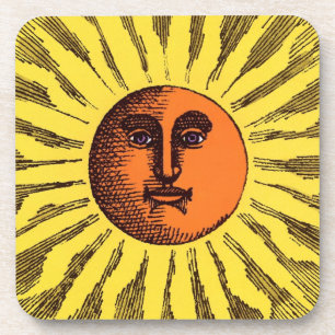 Celestial Yellow glimlachend Happy Hippie Sun Drankjes Onderzetter