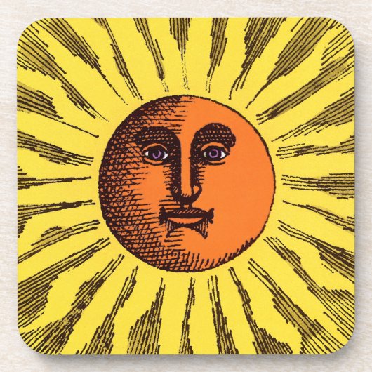  Celestial Yellow glimlachend Happy Hippie Sun Drankjes Onderzetter (Voorkant)