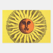  Celestial Yellow glimlachend Happy Hippie Sun Inpakpapier Vel (Voorkant 3)