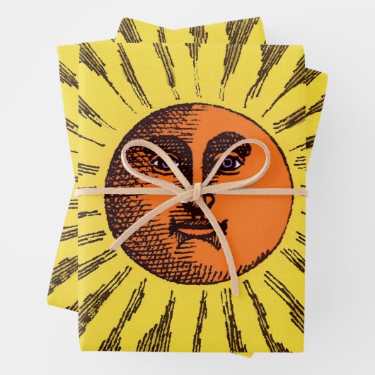  Celestial Yellow glimlachend Happy Hippie Sun Inpakpapier Vel (In situ)