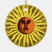  Celestial Yellow glimlachend Happy Hippie Sun Keramisch Ornament (Voorkant)