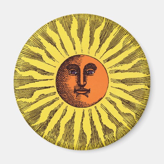 Celestial Yellow glimlachend Happy Hippie Sun Magneet (Voorkant)