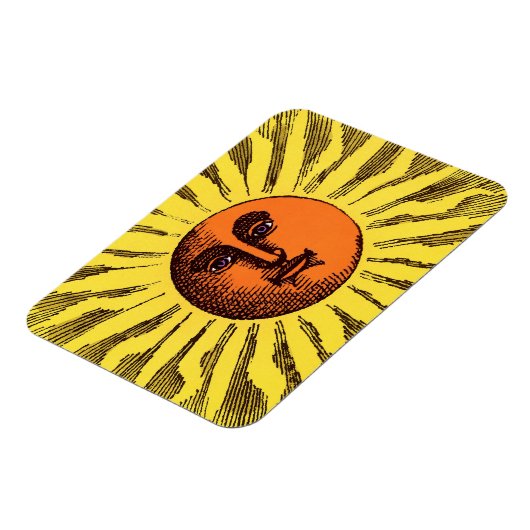  Celestial Yellow glimlachend Happy Hippie Sun Magneet (Linkerzijde)