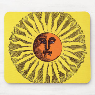 Celestial Yellow glimlachend Happy Hippie Sun Muismat