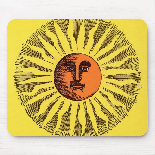 Celestial Yellow glimlachend Happy Hippie Sun Muismat (Voorkant)