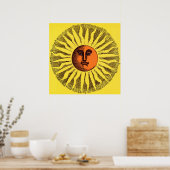  Celestial Yellow glimlachend Happy Hippie Sun Poster (Keuken)