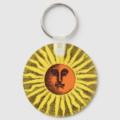  Celestial Yellow glimlachend Happy Hippie Sun Sleutelhanger (Voorkant)