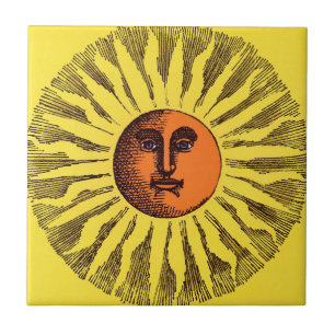 Celestial Yellow glimlachend Happy Hippie Sun Tegeltje