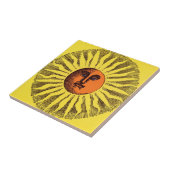  Celestial Yellow glimlachend Happy Hippie Sun Tegeltje (Zijkant)