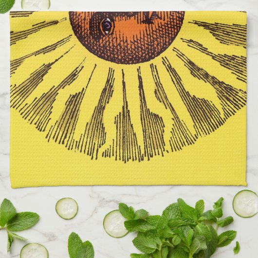  Celestial Yellow glimlachend Happy Hippie Sun Theedoek (Gevouwen)