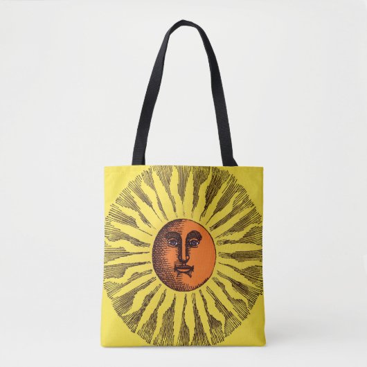 Celestial Yellow glimlachend Happy Hippie Sun Tote Bag (Voorkant)